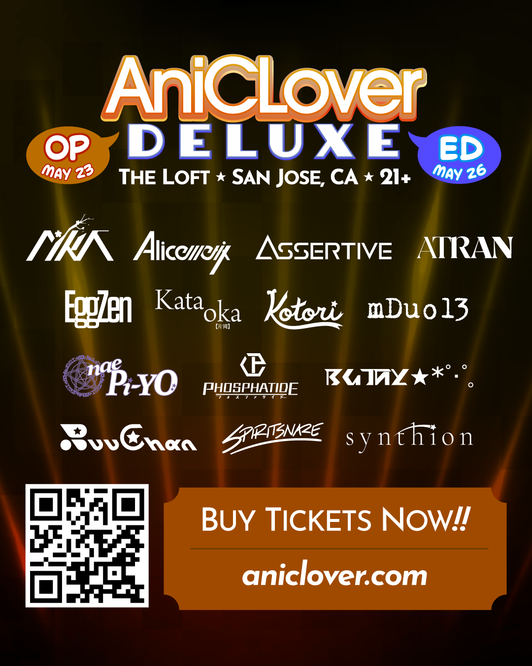 AniCLover Deluxe OP/ED | May 23 & 26 @ The Loft@ DNA Lounge Apr 21